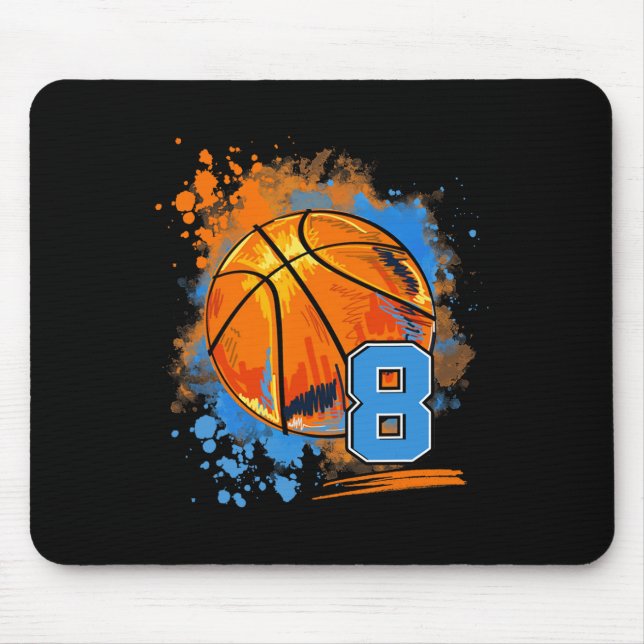 8 Jahre alt 8. Geburtstag Basketball Mousepad (Vorne)