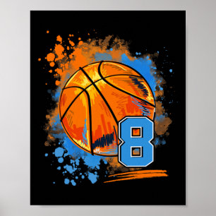 8 Jahre alt 8. Geburtstag Basketball Poster