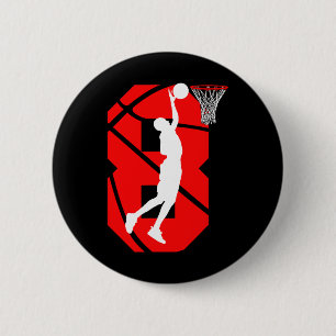 8 Jahre alt 8. Geburtstag Boy Basketball Liebhaber Button