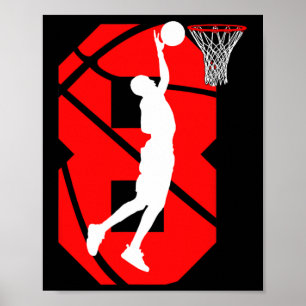 8 Jahre alt 8. Geburtstag Boy Basketball Liebhaber Poster