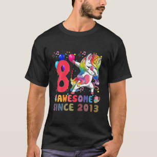 8 Jahre alt 8. Geburtstag Geschenke 2013 Einhorn D T-Shirt