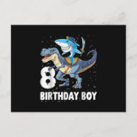 8 Jahre alt, 8. Geburtstag Junge Hai Dinosaurier P