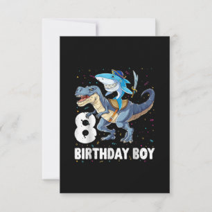 8 Jahre alt, 8. Geburtstag Junge Hai Dinosaurier P RSVP Karte