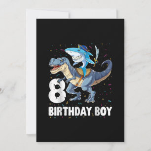 8 Jahre alt, 8. Geburtstag Junge Hai Dinosaurier P Save The Date