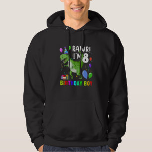 8 Jahre alt 8. Geburtstag Junge Rex Dinosaurier Hoodie