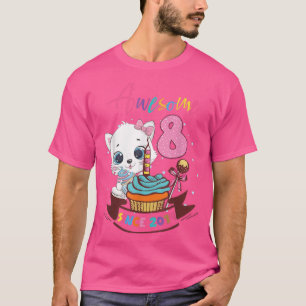 8 Jahre alt 8. Geburtstag Mädchen Niedliche Katze T-Shirt