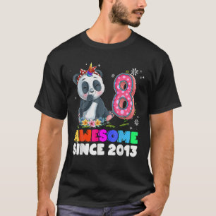8 Jahre alt 8. Geburtstag Panda Unicorn Girl Party T-Shirt