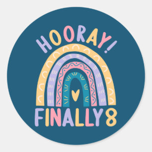8 Jahre alt 8 Geburtstagskleidung Junge Mädchen Ra Runder Aufkleber