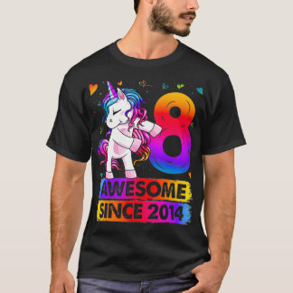 8 Jahre alt Einhorn Blüte 8. Geburtstag Mädchen Un T-Shirt