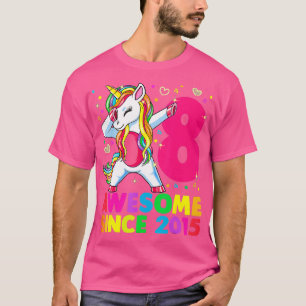 8 Jahre alt Einhorn Dabbing 8. Geburtstag Girl Uni T-Shirt
