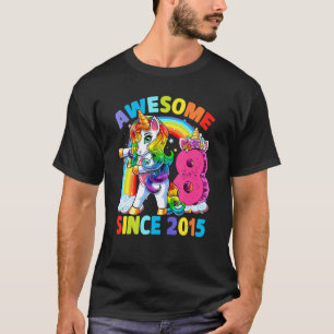 8 Jahre alt Einhorn Dabbing 8. Geburtstag Girl Uni T-Shirt