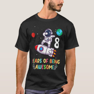 8 Jahre alt Geburtstag Junge Astronauten Weltraum T-Shirt