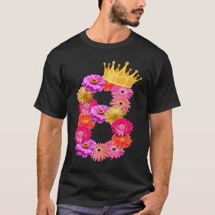 8 Jahre alt Geburtstagsmädchen Blume Krönung ihre  T-Shirt
