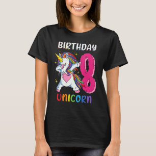 8 Jahre alt Mädchen Dabbing Einhorn 8. Geburtstag T-Shirt