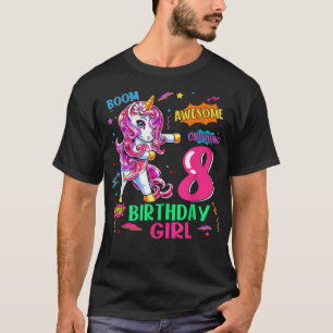 8 Jahre alte Comicen zum Geburtstag Einhorn Flosse T-Shirt