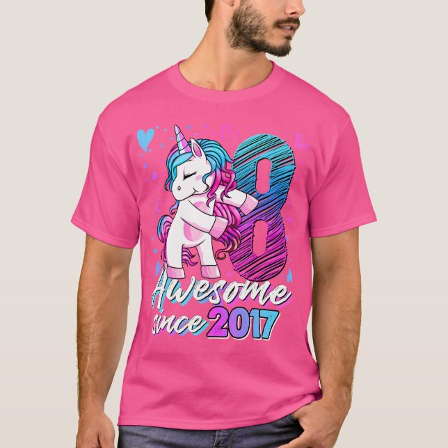 8 Jahre alte Einhorngeschenke für Mädchen 8. Gebur T-Shirt (Vorderseite)
