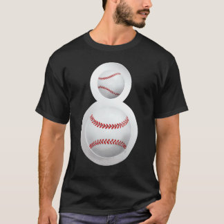 8 Jahre alte Kinder Jubiläum Cooles Baseball-Party T-Shirt