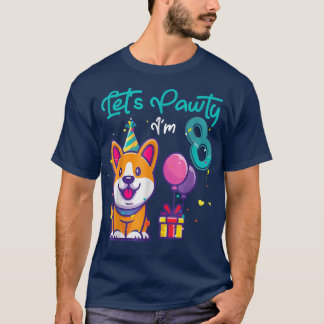8 Jahre alter Corgi Hund Lover 8. Geburtstag Let's T-Shirt