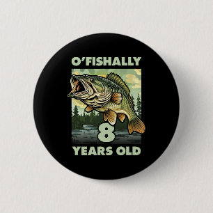 8 Jahre alter Fischer O'fishalle 8 Fischen 8. Gebu Button
