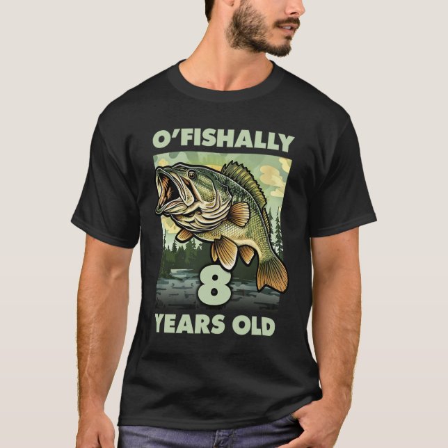 8 Jahre alter Fischer O'fishalle 8 Fischen 8. Gebu T-Shirt (Vorderseite)