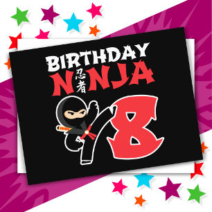 8 Jahre alter Karate Ninja Party Kinder 8. Geburts Postkarte