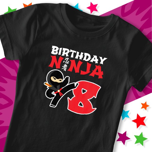 8 Jahre alter Karate Ninja Party Kinder 8. Geburts T-Shirt (Von Creator hochgeladen)