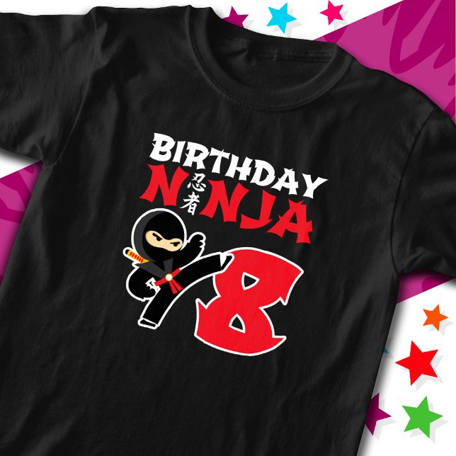 8 Jahre alter Karate Ninja Party Kinder 8. Geburts T-Shirt (Von Creator hochgeladen)