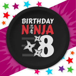 8 Jahre altes Ninja Party Sterne Kinder 8. Geburts Pappteller