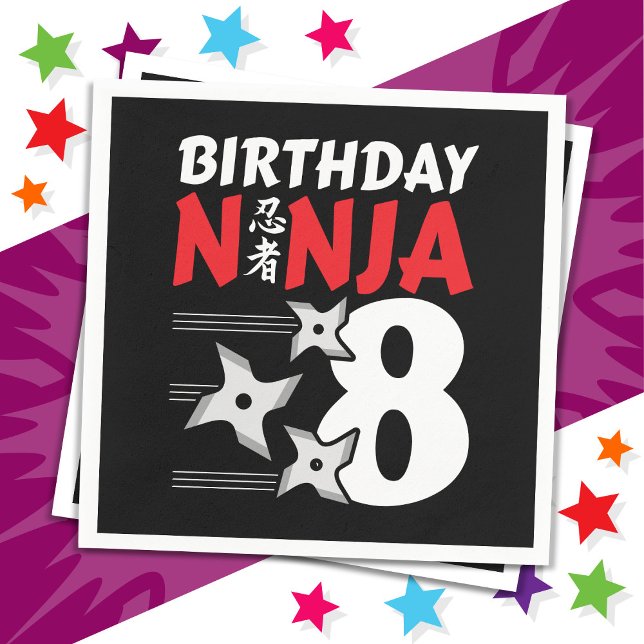 8 Jahre altes Ninja Party Sterne Kinder 8. Geburts Serviette (Von Creator hochgeladen)