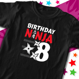 8 Jahre altes Ninja Party Sterne Kinder 8. Geburts T-Shirt