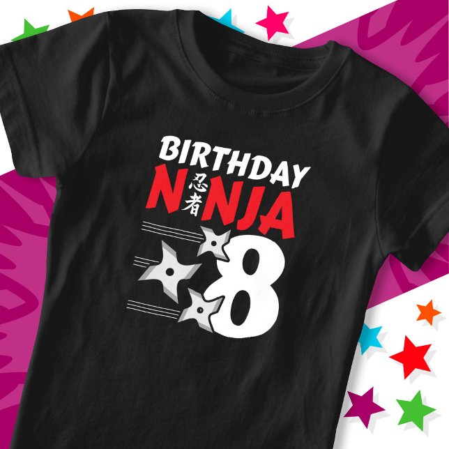8 Jahre altes Ninja Party Sterne Kinder 8. Geburts T-Shirt (Von Creator hochgeladen)