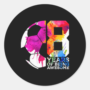 8 Jahre Awesome Fußball 8. Geburtstag _1 Runder Aufkleber