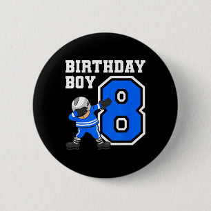 8 Jahre Junge Eishockey Spieler 8. Geburtstag Kind Button
