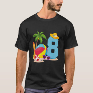 8 Jahre Old Beach Ball Pool Party Geburtstag Somme T-Shirt