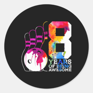 8 Jahre Phantastischer Bowling 8. Geburtstag Runder Aufkleber