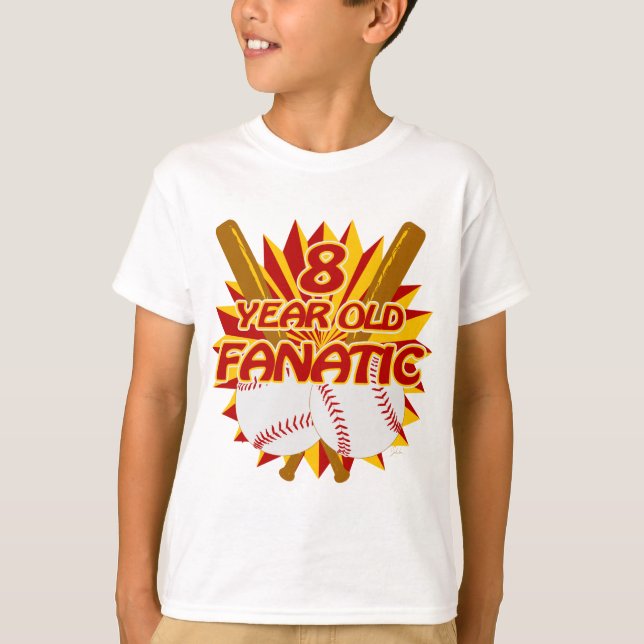 8-jährig-Baseball-Fanatiker T-Shirt (Vorderseite)