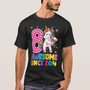 8-jährige Mädchen Teens Flossen Einhorn 8. Geburts T-Shirt