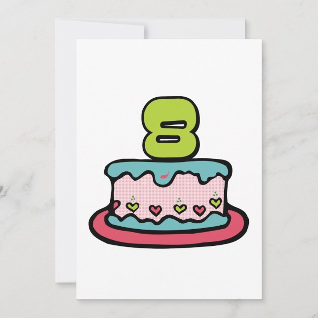 8-jähriger Geburtstagskuchen Karte (Vorderseite)