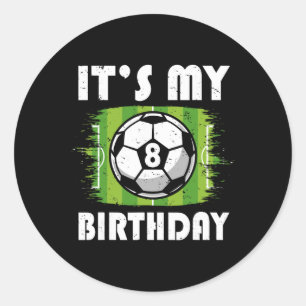 8-jähriger Kinderfußballspieler 8. Geburtstag Jung Runder Aufkleber