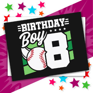 8-jähriges Baseball-Party Thema 8. Geburtstag Jung Postkarte