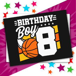 8-jähriges Basketball Party Thema 8. Geburtstag Ju Postkarte