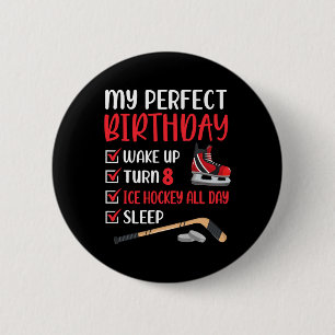 8-jähriges Eishockey Geburtstagsparty 8. Boy Bday Button