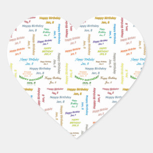 8. Januar Herz-Aufkleber