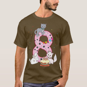 8. Katzen Geburtstagskind Party niedlich 8 Jahre a T-Shirt