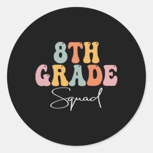 8. Klasse Squad Retro Groovy Frauen Glücklicher Er Runder Aufkleber