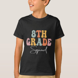 8. Klasse Squad Retro Groovy Frauen Glücklicher Er T-Shirt