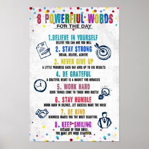 8 kraftvolles Wordposter Poster
