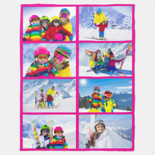 8 Landschaftsfoto-Raster-Collage Hot Pink  Fleecedecke