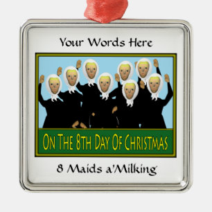 8 Mädchen-Melken Ornament Aus Metall