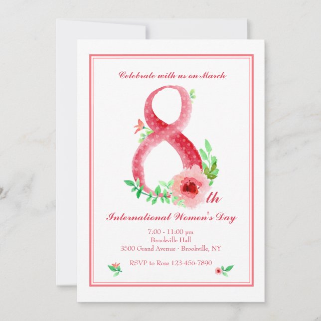 8. März Einladung der Frauen Tages (Vorderseite)